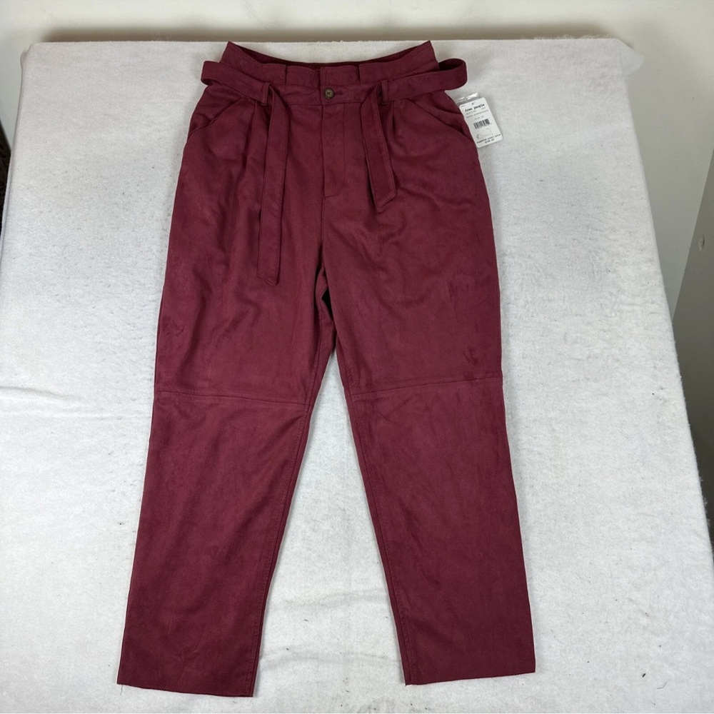 Free People Women's Burgundy Straight Leg Pants